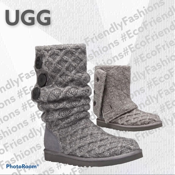 UGG Charcoal Lattice Cardy Knit Boot - Picture 1 of 7
